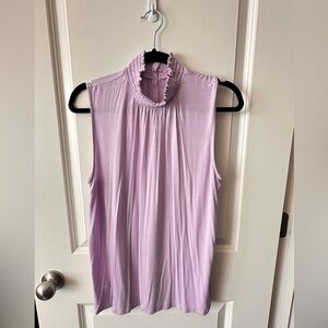 Ann Taylor Lilac Ruffle Neck Tank Top